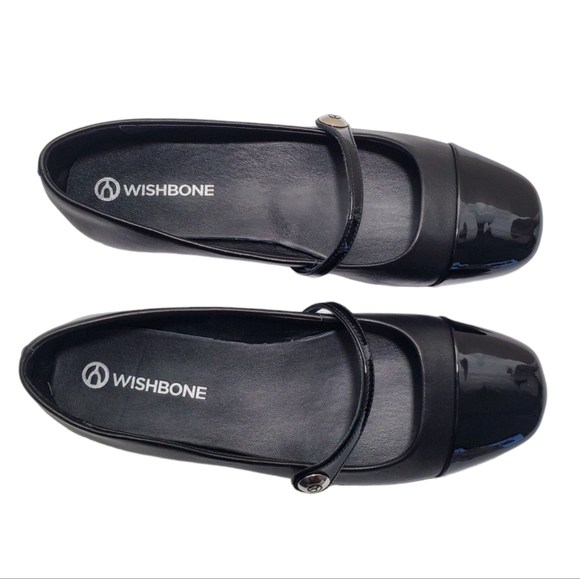 WISHBONE - Black Leather - Ballerina - Mary Jane - Flats - Size 10 - Picture 2 of 9